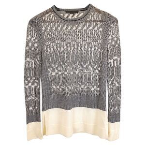 Alexander Wang Houndstooth Mesh Trim Sweater in Grey Wool